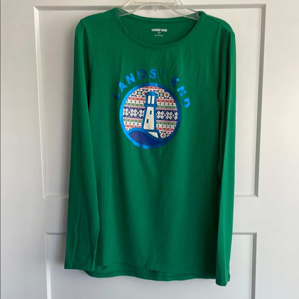 Lands' End Green Long Sleeve Shirt